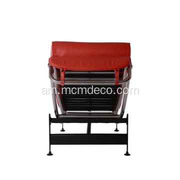 Le Corbusier LC4 Red Leather Chaise ላውንጅ